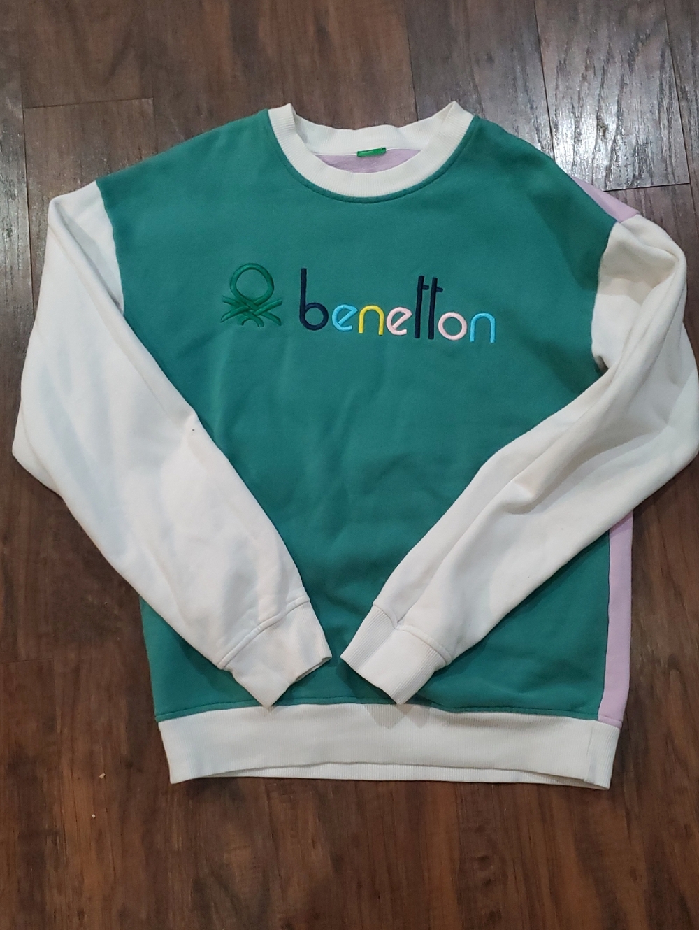 United Colors Of Benetton Teal Colorblock Crewneck Sweatshirt